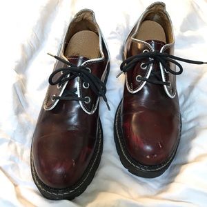 John Fluevog Steel Toed Burgundy Safety Vogs